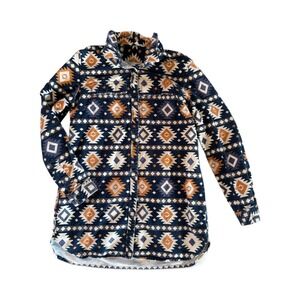 Bean‎ Signature Womens Geometric Print Long Sleeve Button Up Shirt Jacket L
